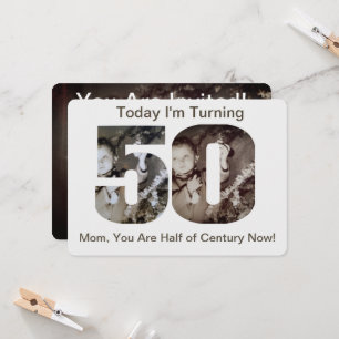 Turning 50 Child Photo Name Birthday Invitation