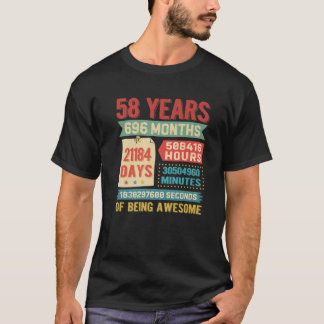 Turning 58 Years Old 58Th Birthday Decorations Bda T-Shirt