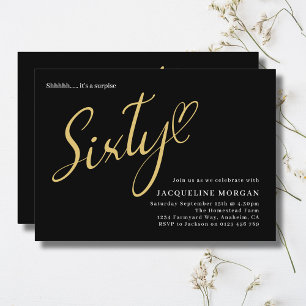 Turning 60 Black Gold 60th Birthday Invitation