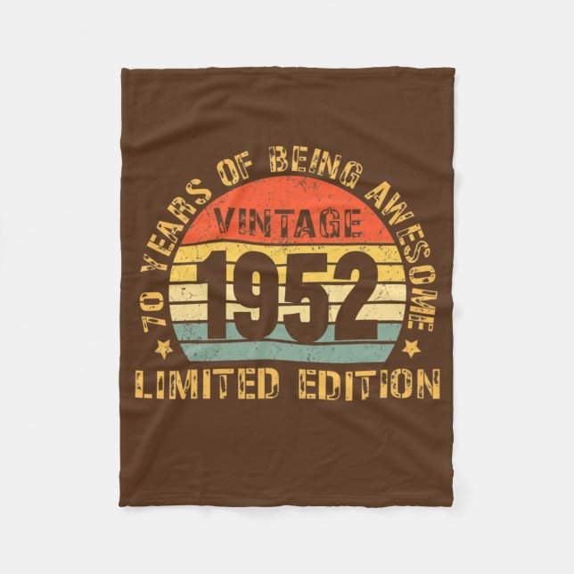 Turning 70 Birthday Decorations Men 70th BDay Fleece Blanket (Front)