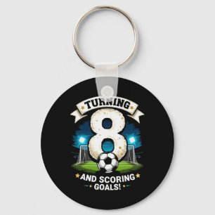 Turning 8 And Scoring Goals 8th Birthday Boy Socce Key Ring
