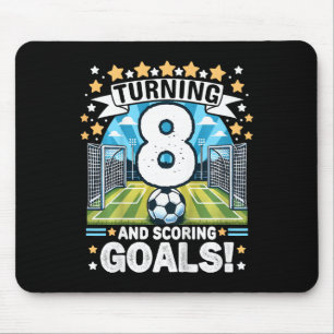 Turning 8 Soccer Birthday 8 Years Footbyll 8th Soc Mouse Mat