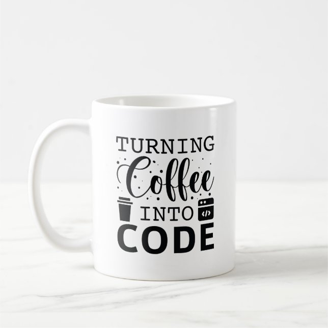 Turning Coffee Into Code Coffee Mug (Left)