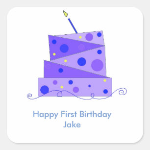 Turning One Birthday Cake Square Sticker