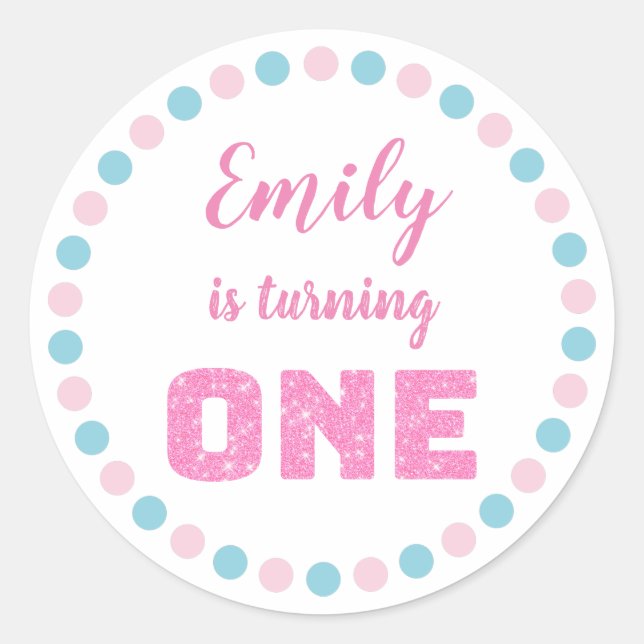 Turning one classic round sticker (Front)