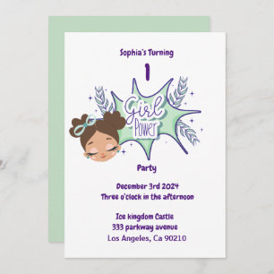 Turning one custom girls birthday Invitation