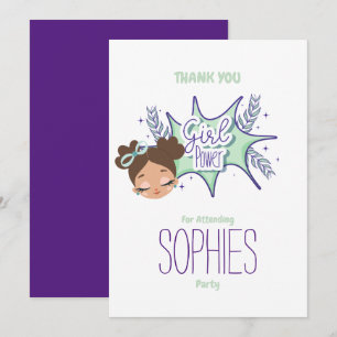 Turning one custom girls purple, thank you card