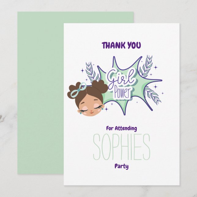 Turning one custom girls thank you card (Front/Back)