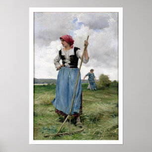 Turning the Hay (oil on canvas) Poster