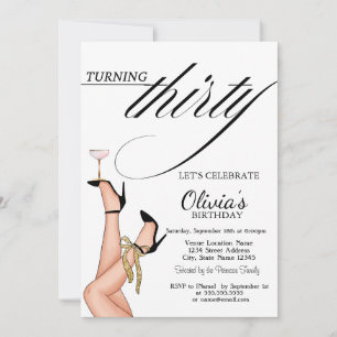 Turning Thirty High Heels Martini 30th Birthday Invitation