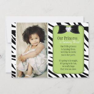 Turning Three - Zebra Birthday Party Invitation