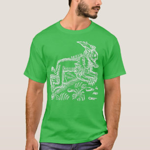 Turning Werewolf Drawing Black Old Antique Illustr T-Shirt