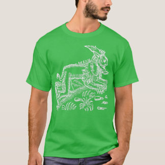 Turning Werewolf Drawing Black Old Antique Illustr T-Shirt
