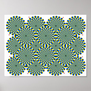 Turning Wheels Optical Illusion Green Hypnotise Poster