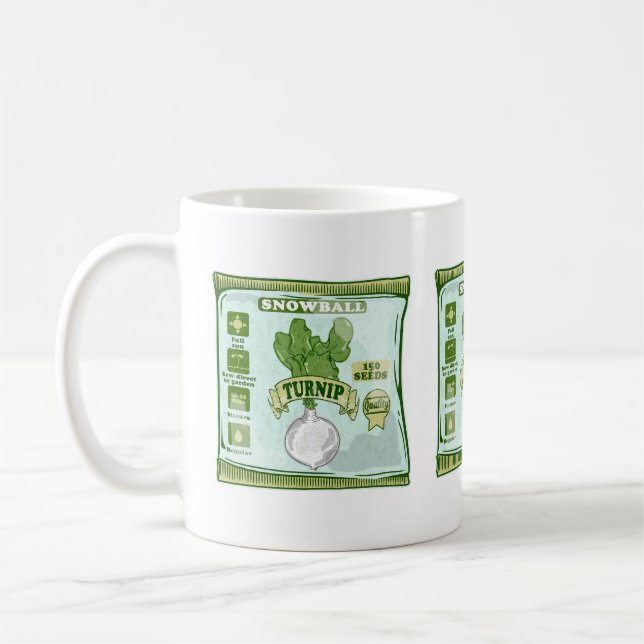 Turnip Seeds Growing Vegetables Coffee Mug (Left)