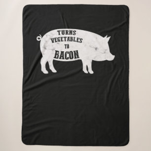Turns Vegetables To Bacon   Funny BBQ Lovers Sherpa Blanket