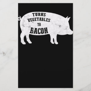 Turns Vegetables To Bacon   Funny BBQ Lovers Stationery