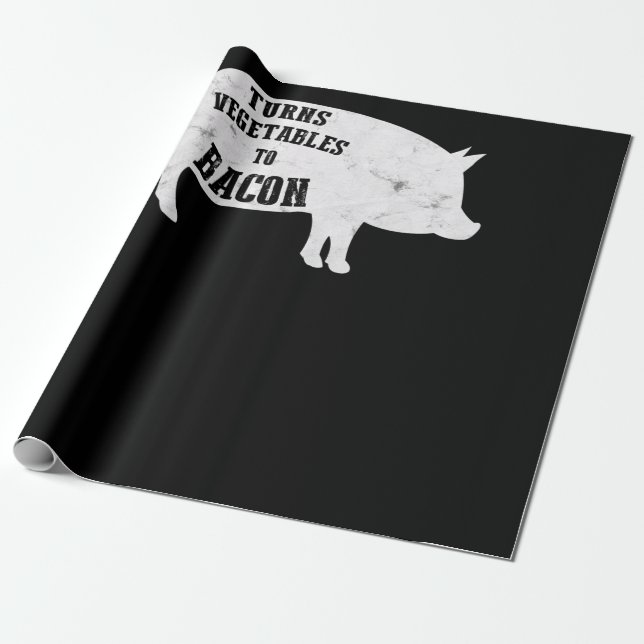 Turns Vegetables To Bacon | Funny BBQ Lovers Wrapping Paper (Unrolled)
