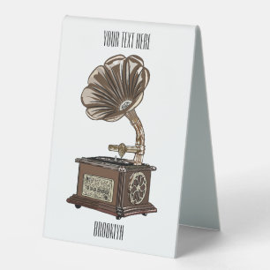 Turntable cartoon illustration 