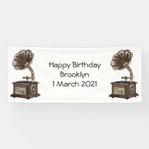 Turntable cartoon illustration banner