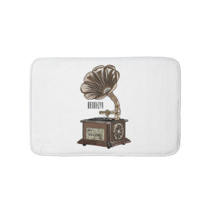 Turntable cartoon illustration  bath mat