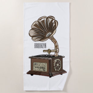 Turntable cartoon illustration  beach towel