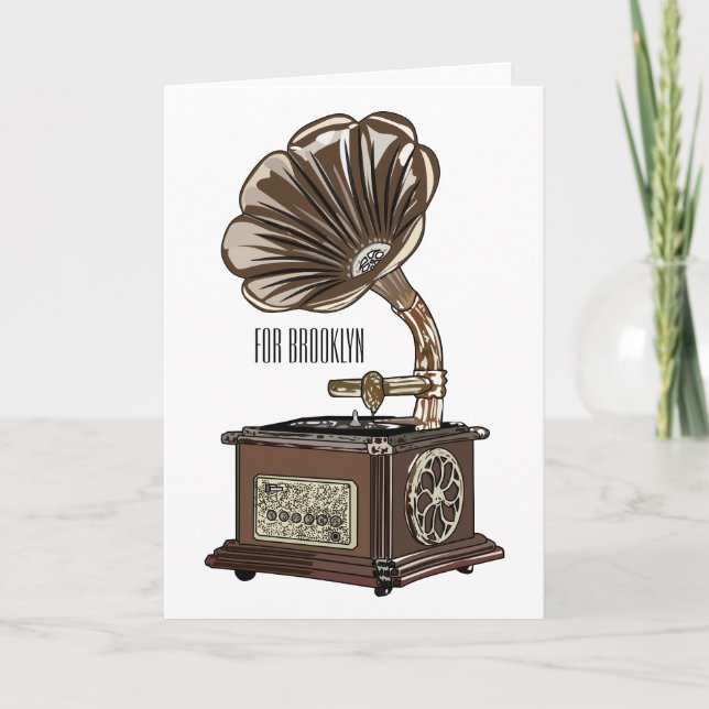 Turntable cartoon illustration  card (Front)