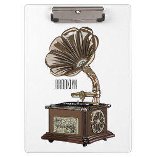 Turntable cartoon illustration clipboard
