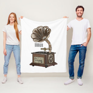 Turntable cartoon illustration fleece blanket