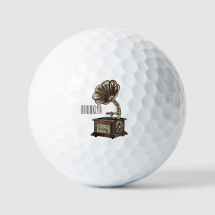 Turntable cartoon illustration  golf balls