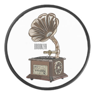 Turntable cartoon illustration  hockey puck