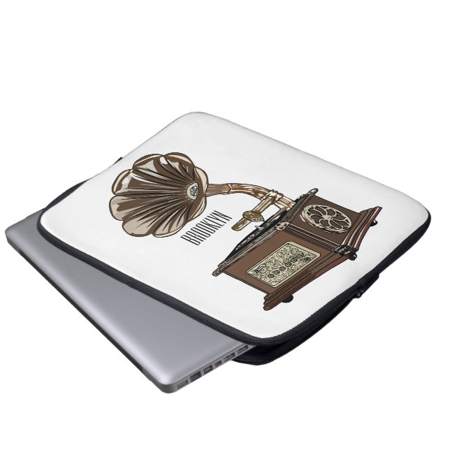 Turntable cartoon illustration  laptop sleeve (Front Bottom)