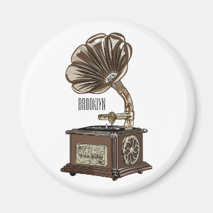 Turntable cartoon illustration  magnet