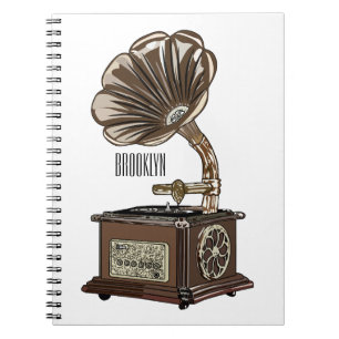 Turntable cartoon illustration notebook