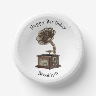 Turntable cartoon illustration paper plate