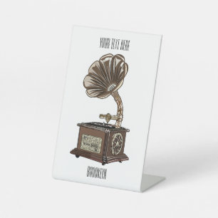 Turntable cartoon illustration  pedestal sign