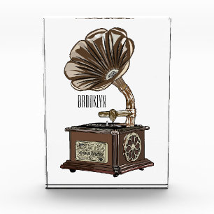 Turntable cartoon illustration photo block