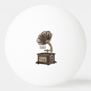 Turntable cartoon illustration ping pong ball