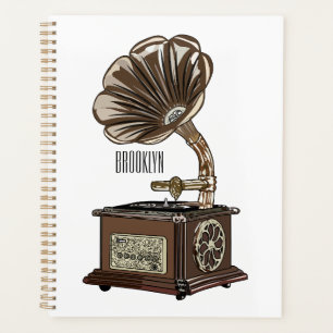 Turntable cartoon illustration planner
