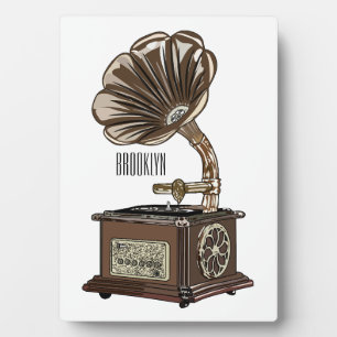 Turntable cartoon illustration plaque