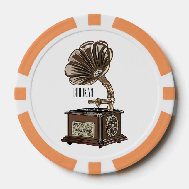 Turntable cartoon illustration  poker chips (Front)