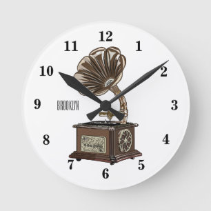 Turntable cartoon illustration  round clock