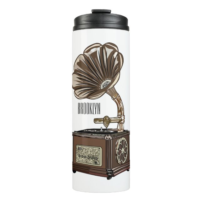 Turntable cartoon illustration  thermal tumbler (Front)