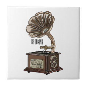 Turntable cartoon illustration  tile