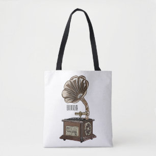 Turntable cartoon illustration  tote bag