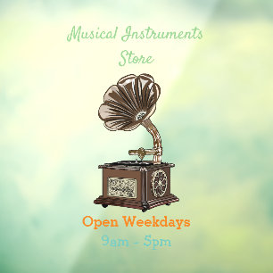 Turntable cartoon illustration window cling