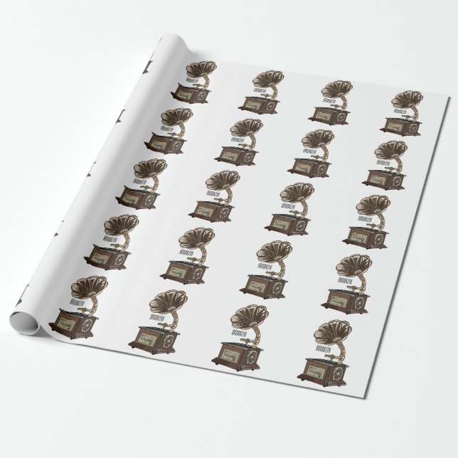 Turntable cartoon illustration  wrapping paper (Unrolled)