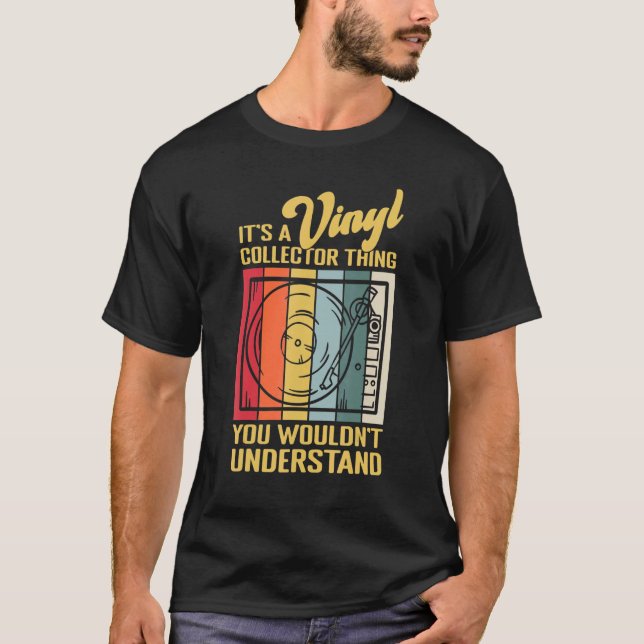 Turntable Record Collection & Audiophile Vinyl T-Shirt (Front)
