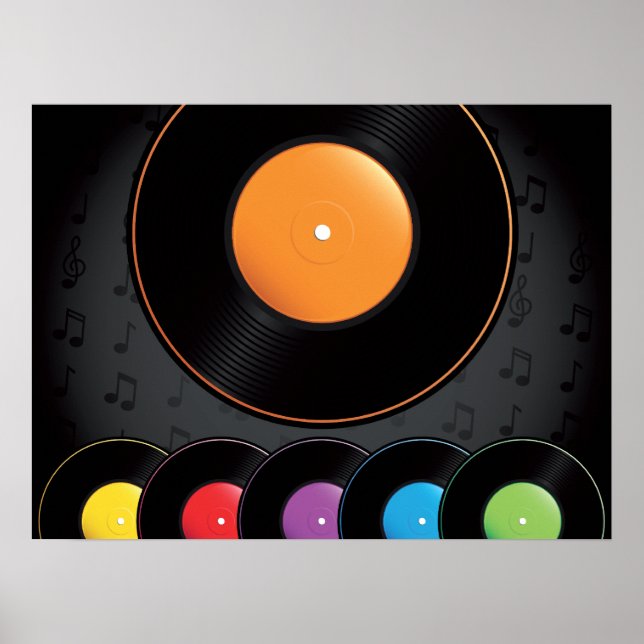 Turntable Records In Vivid Colours Poster (Front)
