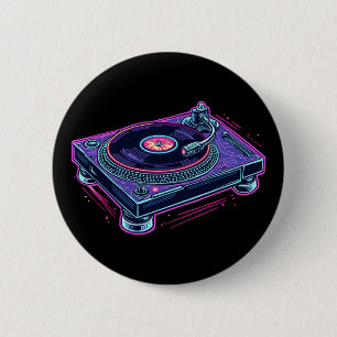 Turntable Vintage Audio LP Vinyl Record Player 6 Cm Round Badge